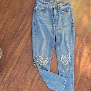 American Eagle Outfitters Light Blue Ripped Ankle Jeans